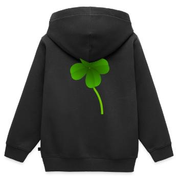 Kleeblatt - Kinder Premium Organic Zip Hoodie - Schwarz - Hinten - AI Model Kid Male (0cm)