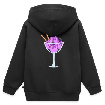 Crème glacée, crème glacée, crème glacée, crème glacée, boule, crème glacée, sundae - Sweat Premium à capuche zippé enfant bio - noir - Dos - AI Model Kid Male (0cm)