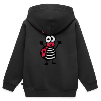 fröhlicher Marienkäfer - Kinder Premium Organic Zip Hoodie - Schwarz - Hinten - AI Model Kid Male (0cm)