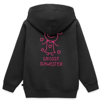 Große - Kinder Premium Organic Zip Hoodie - Schwarz - Hinten - AI Model Kid Male (0cm)