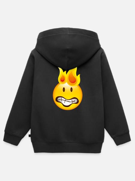 Smiley Burning - Kinder Premium Organic Zip Hoodie - Schwarz