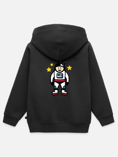 Astronaut - Kinder Premium Organic Zip Hoodie - Schwarz