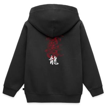dragon japonais - Sweat Premium à capuche zippé enfant bio - noir - Dos - AI Model Kid Male (0cm)