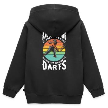 Hache Hache Lancer Hache Hache LanceUse Hache Lancer Drôle - Sweat Premium à capuche zippé enfant bio - noir - Dos - AI Model Kid Male (0cm)