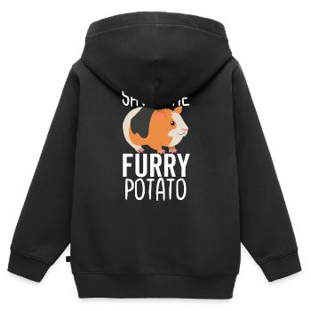 Rette die pelzige Kartoffel - Kinder Premium Organic Zip Hoodie - Schwarz - Hinten - AI Model Kid Male (0cm)