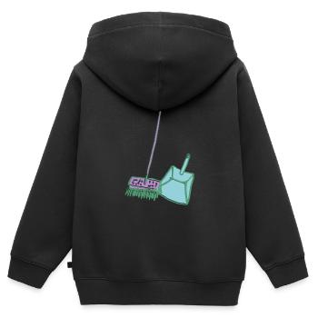 haushalt besen und schaufel - Kinder Premium Organic Zip Hoodie - Schwarz - Hinten - AI Model Kid Male (0cm)