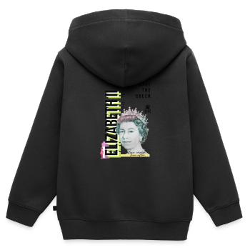RIP Königin Elizabeth II., God Save the Queen, - Kinder Premium Organic Zip Hoodie - Schwarz - Hinten - AI Model Kid Male (0cm)