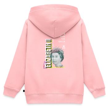 RIP Königin Elizabeth II., God Save the Queen, - Kinder Premium Organic Zip Hoodie - Rosa - Hinten - AI Model Kid Female (0cm)