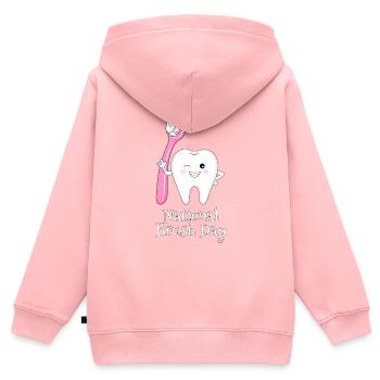National Brush Day - Tag der Zahnbürste - Kinder Premium Organic Zip Hoodie - Rosa - Hinten - AI Model Kid Female (0cm)