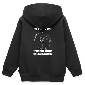 Pferd Reitsport Reiten Pferdesport Araber - Kinder Premium Organic Zip Hoodie - Schwarz - Hinten - AI Model Kid Male (0cm)