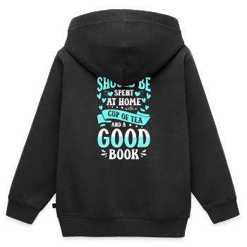 Tee Entspannung Grüner Tee Winter - Kinder Premium Organic Zip Hoodie - Schwarz - Hinten - AI Model Kid Male (0cm)
