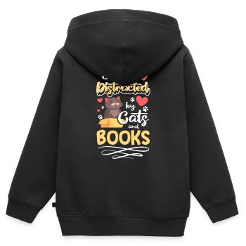 Katzen Kätzchen Herrchen - Kinder Premium Organic Zip Hoodie - Schwarz - Hinten - AI Model Kid Male (0cm)