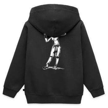 Ali le boxeur - Sweat Premium à capuche zippé enfant bio - noir - Dos - AI Model Kid Male (0cm)