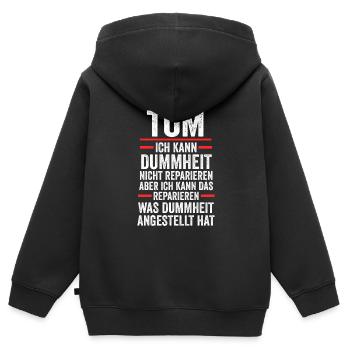 Tom - Kinder Premium Organic Zip Hoodie - Schwarz - Hinten - AI Model Kid Male (0cm)