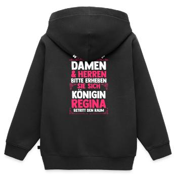 Vorname Regina - Kinder Premium Organic Zip Hoodie - Schwarz - Hinten - AI Model Kid Male (0cm)
