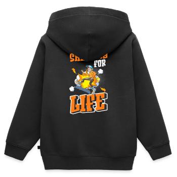 Comic Cartoon Nerd - Kinder Premium Organic Zip Hoodie - Schwarz - Hinten - AI Model Kid Male (0cm)