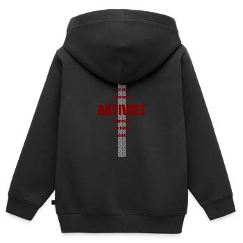 Motorsport AKTIVIST - Kinder Premium Organic Zip Hoodie - Schwarz - Hinten - AI Model Kid Male (0cm)