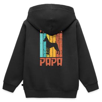 Hund Pinscher Papa - Kinder Premium Organic Zip Hoodie - Schwarz - Hinten - AI Model Kid Male (0cm)