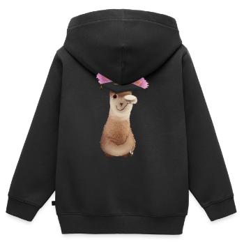 Certificat de fin d’études en alpaga - Sweat Premium à capuche zippé enfant bio - noir - Dos - AI Model Kid Male (0cm)