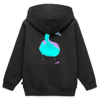 Cygne - Sweat Premium à capuche zippé enfant bio - noir - Dos - AI Model Kid Male (0cm)