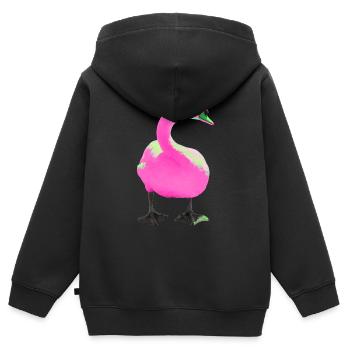 Cygne - Sweat Premium à capuche zippé enfant bio - noir - Dos - AI Model Kid Male (0cm)