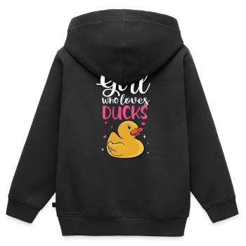 Duckie Duckling Women Just A Girl Who Loves Rubber - Kinder Premium Organic Zip Hoodie - Schwarz - Hinten - AI Model Kid Male (0cm)