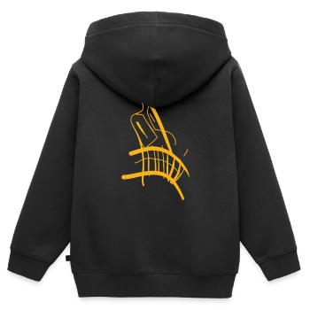 Visage abstrait orange sur t-shirt - Sweat Premium à capuche zippé enfant bio - noir - Dos - AI Model Kid Male (0cm)