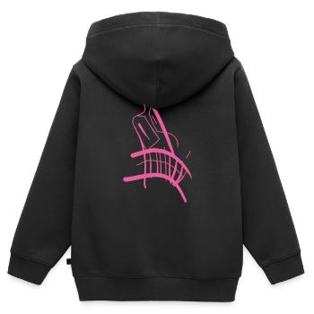 Pink cartoon of an angry face - Kids Premium Organic Zip-up Hoodie - black - Back - AI Model Kid Male (0cm)