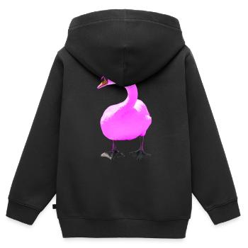 cygne - Sweat Premium à capuche zippé enfant bio - noir - Dos - AI Model Kid Male (0cm)