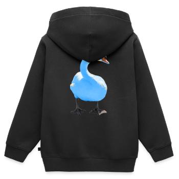 cygne - Sweat Premium à capuche zippé enfant bio - noir - Dos - AI Model Kid Male (0cm)