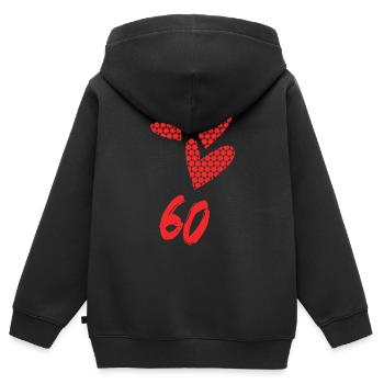 60. 60 ANS. 60e ANNIVERSAIRE. ANNIVERSAIRE 60 ANS. - Sweat Premium à capuche zippé enfant bio - noir - Dos - AI Model Kid Male (0cm)