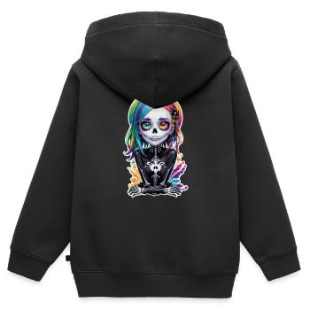 Halloween - Rock & Regenbogen - Kinder Premium Organic Zip Hoodie - Schwarz - Hinten - AI Model Kid Male (0cm)