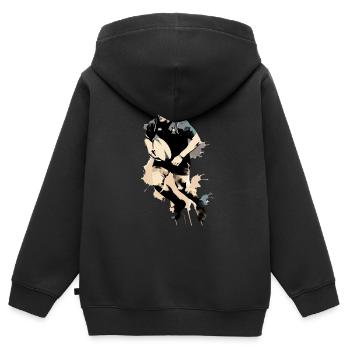 Nico le rugbyman - Sweat Premium à capuche zippé enfant bio - noir - Dos - AI Model Kid Male (0cm)