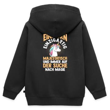 Einhorn - Kinder Premium Organic Zip Hoodie - Schwarz - Hinten - AI Model Kid Male (0cm)