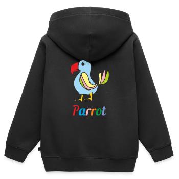 Perroquet - Sweat Premium à capuche zippé enfant bio - noir - Dos - AI Model Kid Male (0cm)