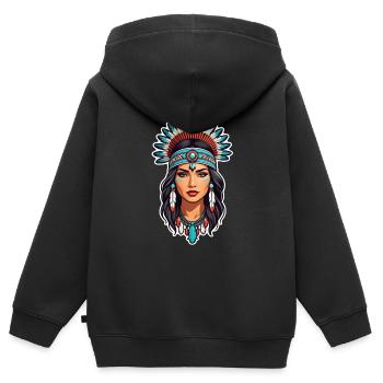 Indianer - Indianer - USA - Kinder Premium Organic Zip Hoodie - Schwarz - Hinten - AI Model Kid Male (0cm)