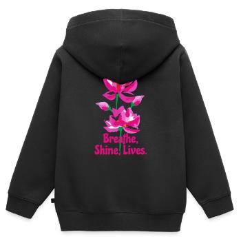 Aquarell Lotusblumen - Kinder Premium Organic Zip Hoodie - Schwarz - Hinten - AI Model Kid Male (0cm)