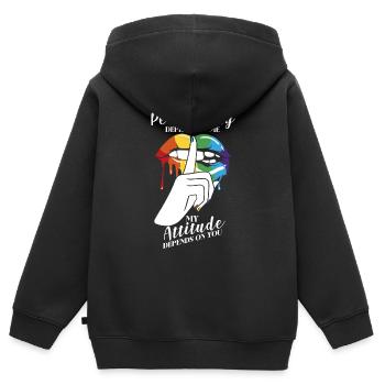 Ma personnalité dépend de mon attitude - Sweat Premium à capuche zippé enfant bio - noir - Dos - AI Model Kid Male (0cm)