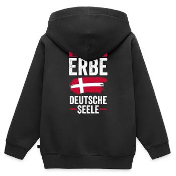 Danois Danemark - Sweat Premium à capuche zippé enfant bio - noir - Dos - AI Model Kid Male (0cm)