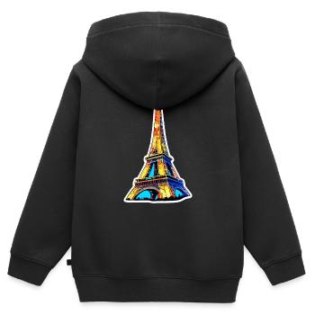 Eiffel tower #20 - Sweat Premium à capuche zippé enfant bio - noir - Dos - AI Model Kid Male (0cm)