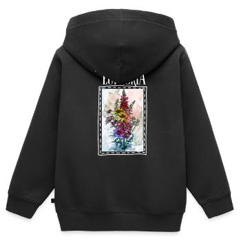 Euphoria Flowers Design - Escape Society - Kinder Premium Organic Zip Hoodie - Schwarz - Hinten - AI Model Kid Male (0cm)