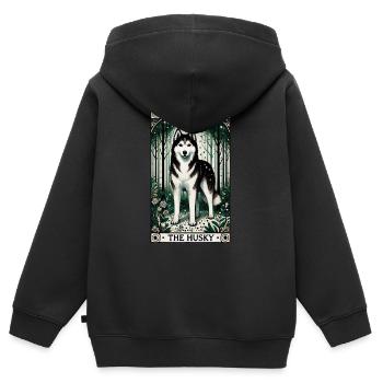 Le Husky - Sweat Premium à capuche zippé enfant bio - noir - Dos - AI Model Kid Male (0cm)