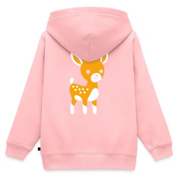 Reh - Kinder Premium Organic Zip Hoodie - Rosa - Hinten - AI Model Kid Female (0cm)