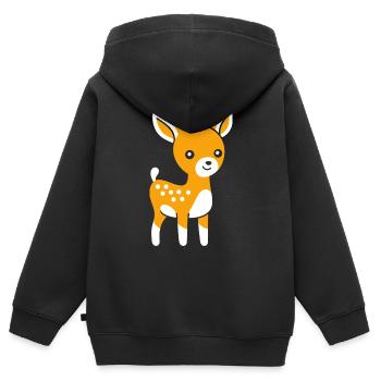 Reh - Kinder Premium Organic Zip Hoodie - Schwarz - Hinten - AI Model Kid Male (0cm)