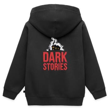 DÜSTERE GESCHICHTEN - Kinder Premium Organic Zip Hoodie - Schwarz - Hinten - AI Model Kid Male (0cm)