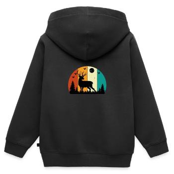 Retro Sunset Hirsch Lustige Jagd Humor - Kinder Premium Organic Zip Hoodie - Schwarz - Hinten - AI Model Kid Male (0cm)