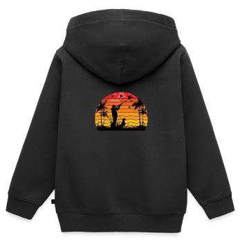 Retro Sonnenuntergang Jagd Lustige Jagd Humor - Kinder Premium Organic Zip Hoodie - Schwarz - Hinten - AI Model Kid Male (0cm)