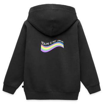 Sensibilisation La guérison en santé mentale n’est pas linéaire - Sweat Premium à capuche zippé enfant bio - noir - Dos - AI Model Kid Male (0cm)