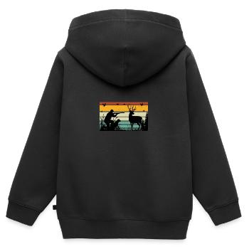 Retro Sonnenuntergang Jagd Lustige Jagd Humor - Kinder Premium Organic Zip Hoodie - Schwarz - Hinten - AI Model Kid Male (0cm)