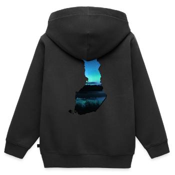 Map of Finland, the flag of finland - Kids Premium Organic Zip-up Hoodie - black - Back - AI Model Kid Male (0cm)